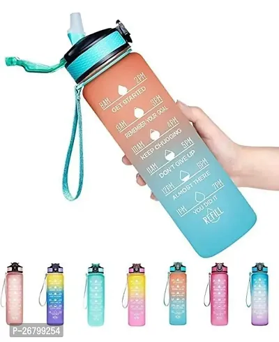 Silicone Motivational Water Bottle Boys  Girls for GYM Office School college 1000 ml Water Bottle-thumb0