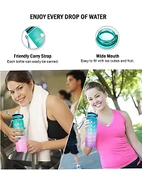 Silicone Motivational Water Bottle Boys  Girls for GYM Office School college 1000 ml Water Bottle-thumb2
