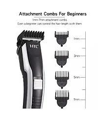Beard  Hair 538 Rechargeable Professional Trimmer 60 min Runtime 4 Length Settings  (Silver, Black)-thumb2