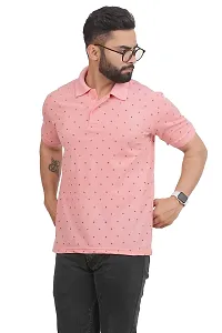 GREENPORT Design Cotton Blend, Extremely Soft, Half Sleeves, Comfortable, Lightweight Men's  Boys' Polo T-Shirt with Solid Polo Neck in Regular Fit (Pink,)-thumb1