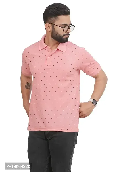 GREENPORT Design Cotton Blend, Extremely Soft, Half Sleeves, Comfortable, Lightweight Men's  Boys' Polo T-Shirt with Solid Polo Neck in Regular Fit (Pink,)-thumb2