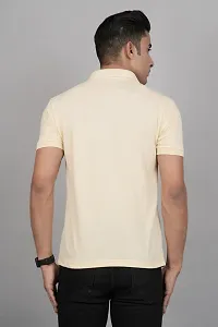 GREENPORT Men's Boys Tshirt Regular Fit Half Sleeves Formal Casual Solid Plain T-Shirts Casual Polo Tshirt Cotton T-Shirt for Men(T-GP18_XXL) Light Yellow-thumb3