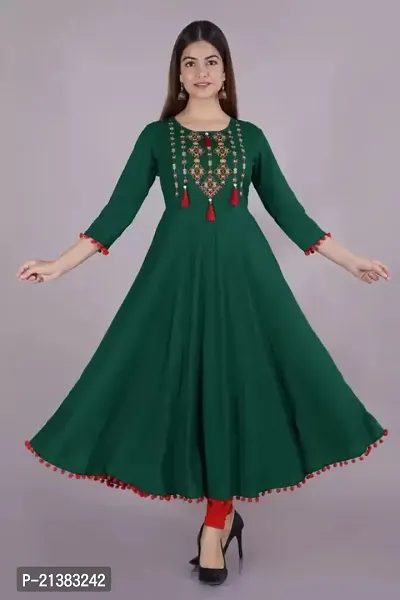 Women Embroidered Viscose Rayon Anarkali Kurta