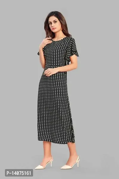 Tread India Women's Black Color Printed Dress (XXL)-thumb2