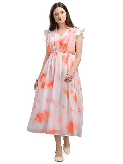 Stylish Georgette Ombre A-Line Dress For Women