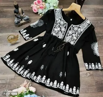 Black colour georgette embroidery work anarkali top-thumb0