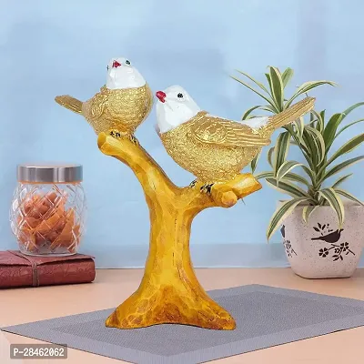 Beautiful Resin 2 Birds Sitting On Tree Branch Figurine-thumb0