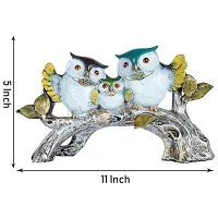 Beautiful Resin Handcrafted Decorative Owl Family Sitting On Tree Showpiece-thumb3