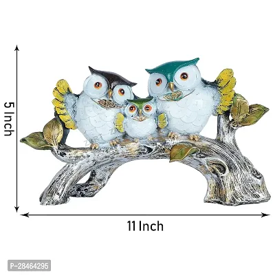 Beautiful Resin Handcrafted Decorative Owl Family Sitting On Tree Showpiece-thumb4