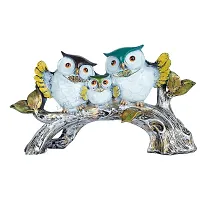 Beautiful Resin Handcrafted Decorative Owl Family Sitting On Tree Showpiece-thumb2