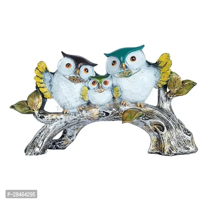 Beautiful Resin Handcrafted Decorative Owl Family Sitting On Tree Showpiece-thumb3