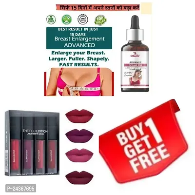 Red edition Long Wearing  Transfer Resistant Longlasting Liquid 4 in 1 Lipstick Smudgeproof with gift 1 Oilanic Advance Breast Oil 30ml