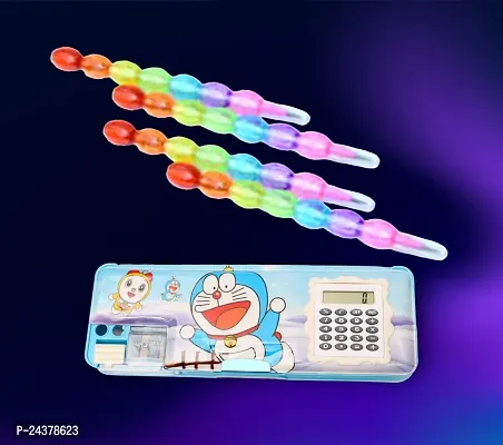 latest Calculator Pencil /Geometry Box For Kids Boys  Girls With 4 Rainbow Pencils-thumb0