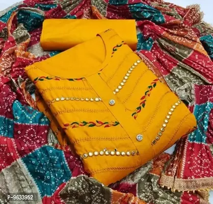 Classic Cotton Embroidered Dress Material With Dupatta For Women