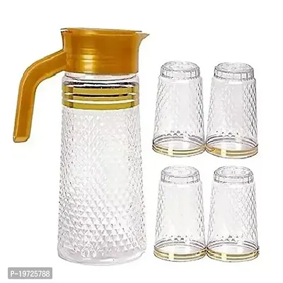 Useful Unbreakable Lemon Juice Jug Set- 1 Jug with 4 Glasses-thumb0