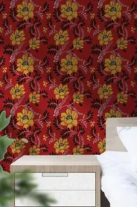 WALL TRUST 1000 CM X 45 CM RED YELLOW HIBISCUS SELF ADHESIVE WALLPAPER FOR LIVING ROOM BED ROOM KITCHEN HALL PEEL AND STICK VINYL WALLPAPER-45 SQFT APPROX-thumb2