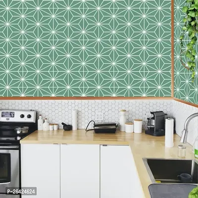 WALL TRUST 2000 x 45 CM GREEN RIPPLE SELF ADHESIVE WALLPAPER FOR LIVING ROOM BED ROOM KITCHEN HALL PEEL AND STICK VINYL WALLPAPER-90 SQFT