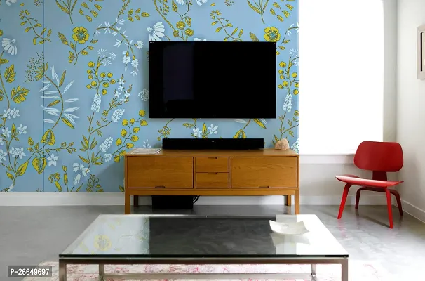 WALL TRUST 2000 CM X 45 CM MIXED LEAVES BLUE SELF ADHESIVE WALLPAPER FOR LIVING ROOM BED ROOM KITCHEN HALL PEEL AND STICK VINYL WALLPAPER -90 SQFT