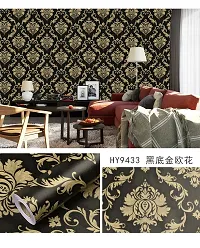 1000CM X 45CM -Wall Trust[9433] -Black Gold Damask- Self Adhesive Wall Paper for Living Room Bed Room Kitchen Hall Peel and Stick Vinyl Wall Paper-45 SQFT-thumb3