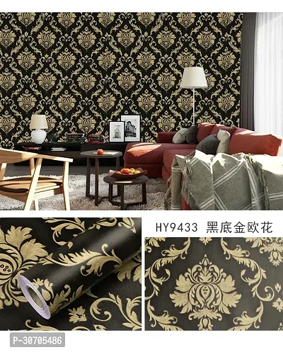 1000CM X 45CM -Wall Trust[9433] -Black Gold Damask- Self Adhesive Wall Paper for Living Room Bed Room Kitchen Hall Peel and Stick Vinyl Wall Paper-45 SQFT-thumb4