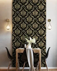 1000CM X 45CM -Wall Trust[9433] -Black Gold Damask- Self Adhesive Wall Paper for Living Room Bed Room Kitchen Hall Peel and Stick Vinyl Wall Paper-45 SQFT-thumb4