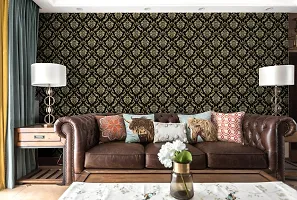 1000CM X 45CM -Wall Trust[9433] -Black Gold Damask- Self Adhesive Wall Paper for Living Room Bed Room Kitchen Hall Peel and Stick Vinyl Wall Paper-45 SQFT-thumb2