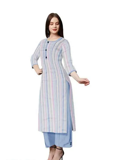 Stylish Fancy Designer Cotton Kurta With Bottom Wear Set