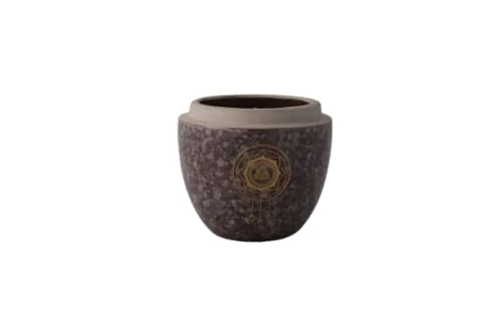 MAHONIE Large Brown Ceramic Soy Wax Candle (Sparkling Citron and Oak Barrel Vanilla) (M034)