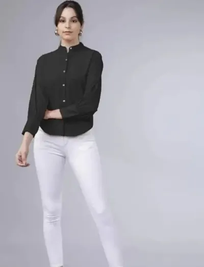 Elegant Crepe Solid Shirt For Women