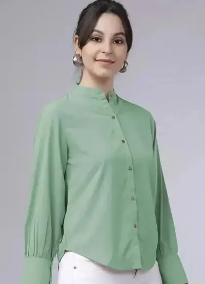 Elegant Crepe Solid Shirt For Women