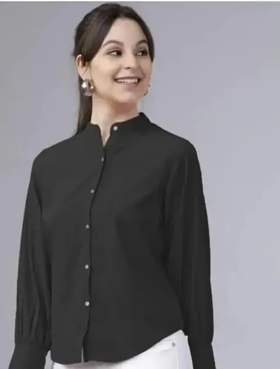 Elegant Crepe Solid Shirt For Women