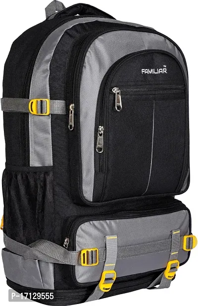 familiar Unisex Grey-Black Mixed Combination Luggage  Travels Bags 60 Litres Rucksack Backpack Trekking  Hiking Expanded Extra Storage Rucksack  - 60 L (Black, Grey)