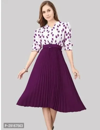 Stylish Purple Rayon Printed Dresses For Women-thumb0