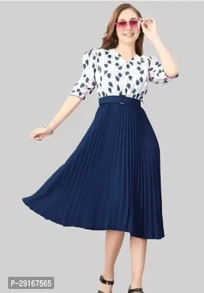 Stylish Blue Rayon Printed Dresses For Women