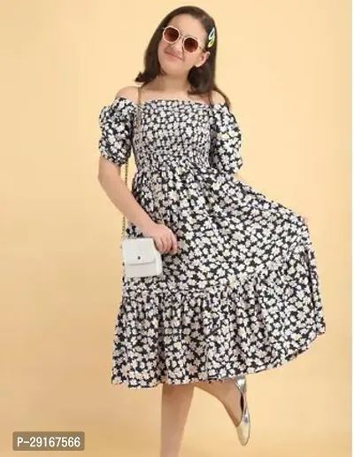 Stylish Black Crepe Printed Dresses For Women