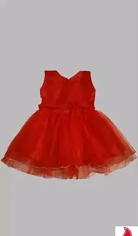 Elegant Red Cotton Blend Self Pattern Frocks For Girls-thumb1