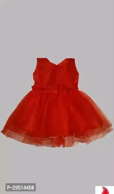 Elegant Red Cotton Blend Self Pattern Frocks For Girls-thumb2