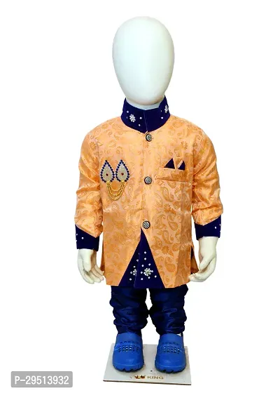 Stylish Multicoloured Cotton Blend Self Pattern Sherwanis For Boys