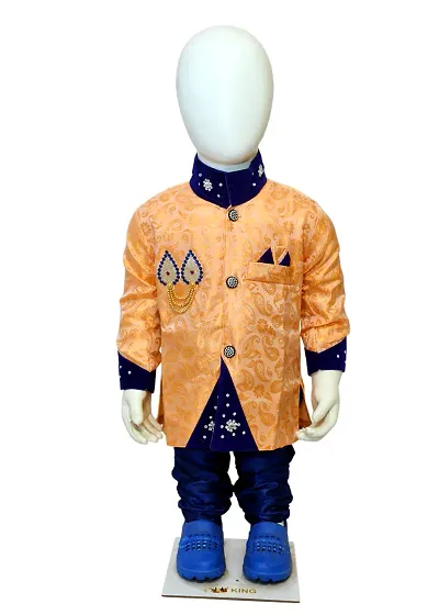 Stylish Blend Self Pattern Sherwanis For Boys