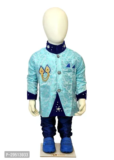 Stylish Multicoloured Cotton Blend Self Pattern Sherwanis For Boys