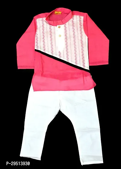 Stylish Multicoloured Cotton Blend Self Pattern Kurta Sets For Boys-thumb0