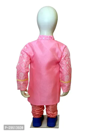 Stylish Pink Cotton Blend Self Pattern Sherwanis For Boys-thumb2