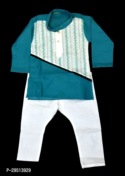 Stylish Multicoloured Cotton Blend Self Pattern Kurta Sets For Boys