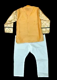 Stylish Multicoloured Cotton Blend Self Pattern Kurta Sets For Boys-thumb1