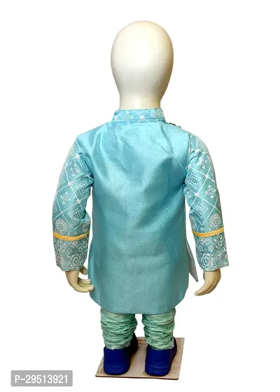 Stylish Blue Cotton Blend Self Pattern Sherwanis For Boys-thumb2