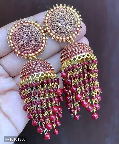 Beautiful Multicoloured Alloy Beads Jhumkas Earrings For Women