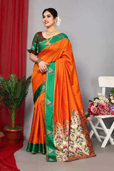 Hot Selling Silk Blend Saree with Blouse piece 