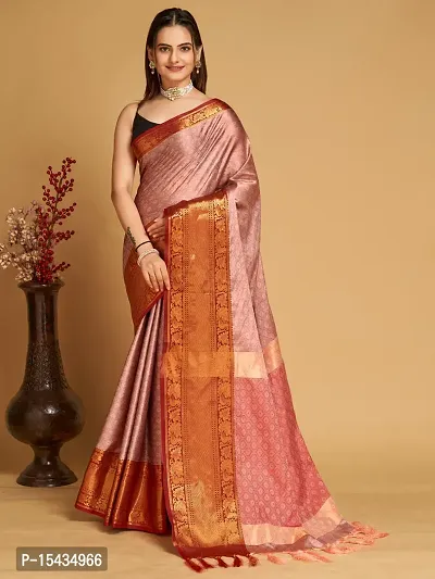 Banarasi kubera pattu rose gold zari soft silk saree – www.vannamayil.com