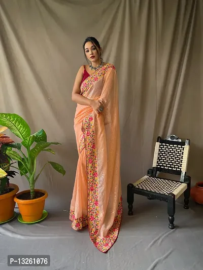 GEORGETTE SEQUENCE  SAREE WITH RUNNING BLOUSE