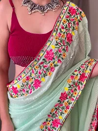 GEORGETTE SEQUENCE  SAREE WITH RUNNING BLOUSE-thumb1